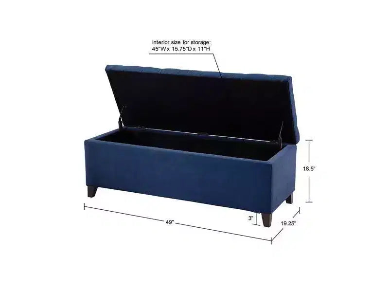 Panca contenitore con piano trapuntato