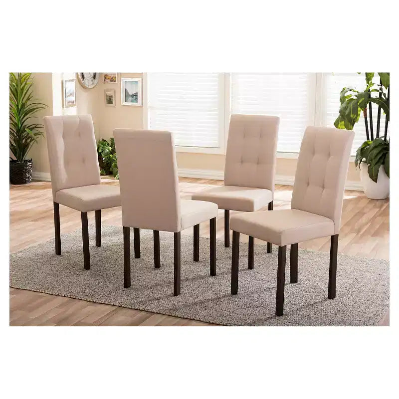 Lot de 4 chaises de salle à manger Andrew modernes et contemporaines, en tissu rembourré à capitonnage quadrillé