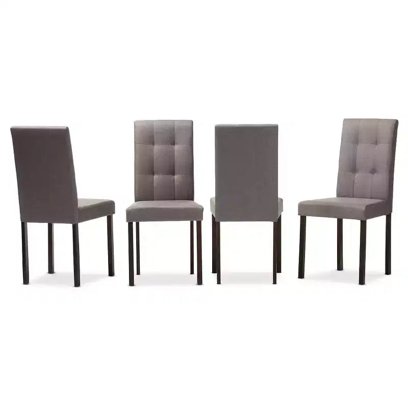 Lot de 4 chaises de salle à manger Andrew modernes et contemporaines, en tissu rembourré à capitonnage quadrillé