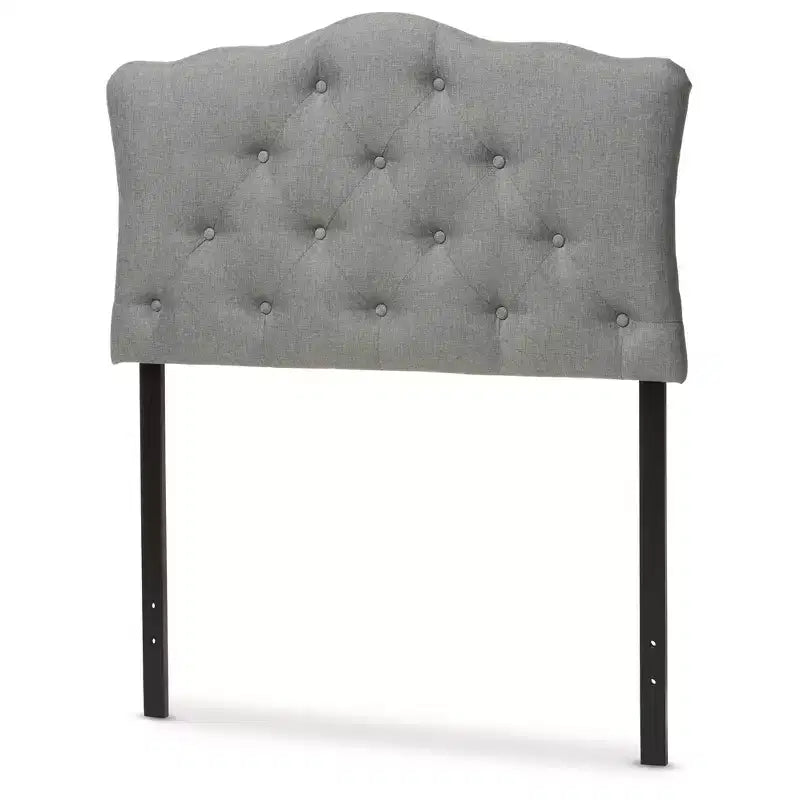Myra Modern And Contemporary Fabric Upholstered Button - Tufted Scalloped Headboard - Baxton Studio