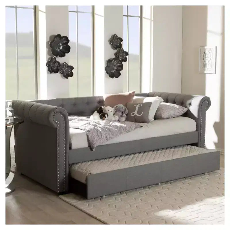 Divano Letto Estraibile Moderno in Tessuto Mabelle - Baxton Studio