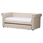 Twin Mabelle Modern and Contemporary Fabric Trundle Daybed - Baxton Studio