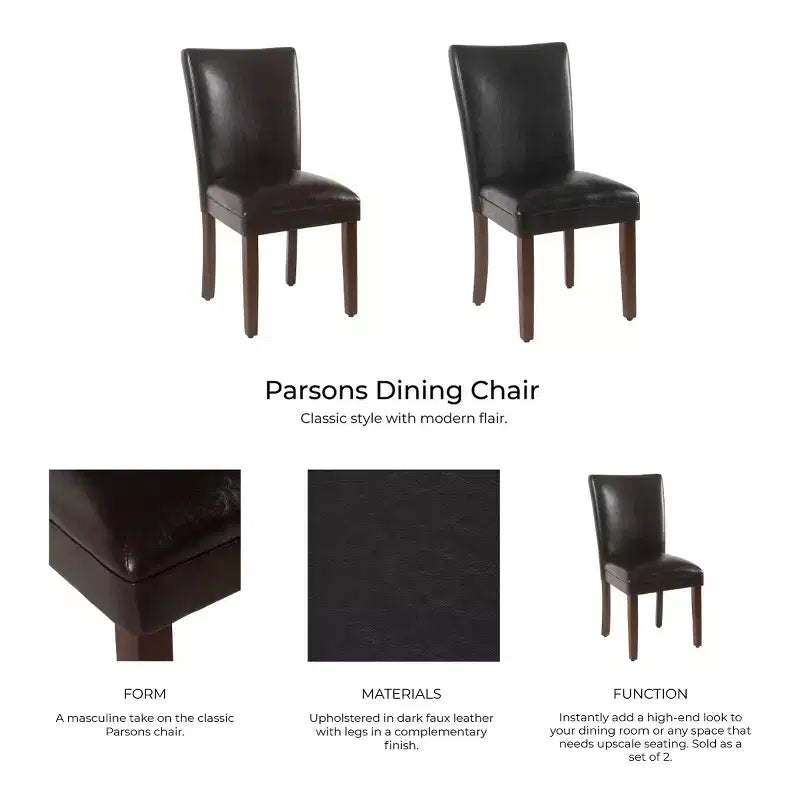Set di 2 sedie da pranzo Parsons in similpelle - Homepop
