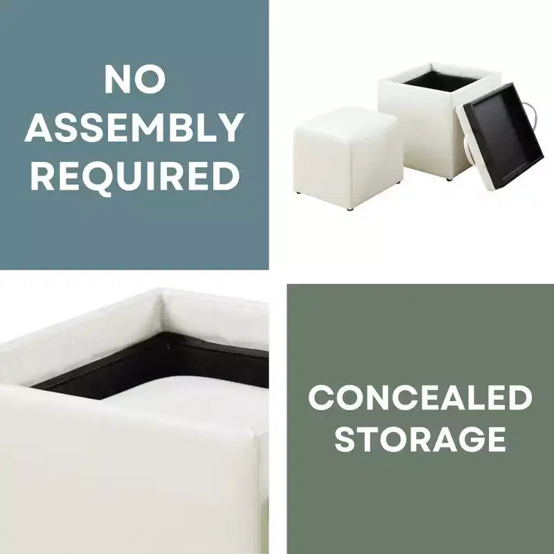 Pouf singolo Park Avenue Designs4Comfort con sgabello e vassoio reversibile - Breighton Home