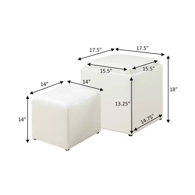 Pouf singolo Park Avenue Designs4Comfort con sgabello e vassoio reversibile - Breighton Home
