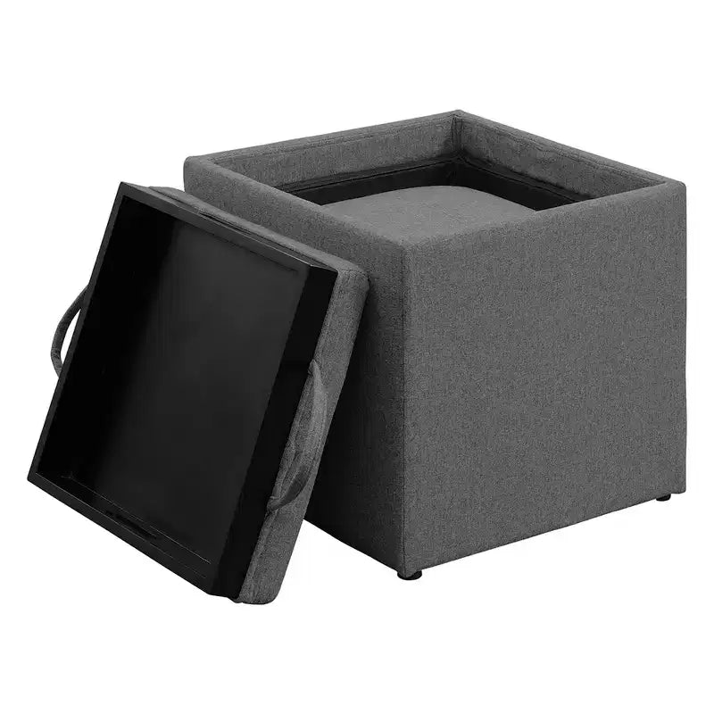 Pouf singolo Park Avenue Designs4Comfort con sgabello e vassoio reversibile - Breighton Home