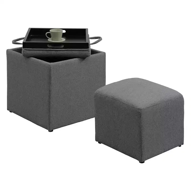 Pouf singolo Park Avenue Designs4Comfort con sgabello e vassoio reversibile - Breighton Home