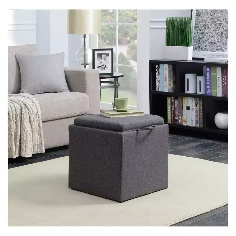 Pouf singolo Park Avenue Designs4Comfort con sgabello e vassoio reversibile - Breighton Home