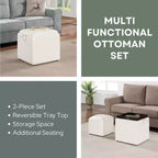 Pouf singolo Park Avenue Designs4Comfort con sgabello e vassoio reversibile - Breighton Home