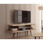 Mobile TV Utopia con gambe in legno allargato e 4 ripiani per TV fino a 50 - Manhattan Comfort