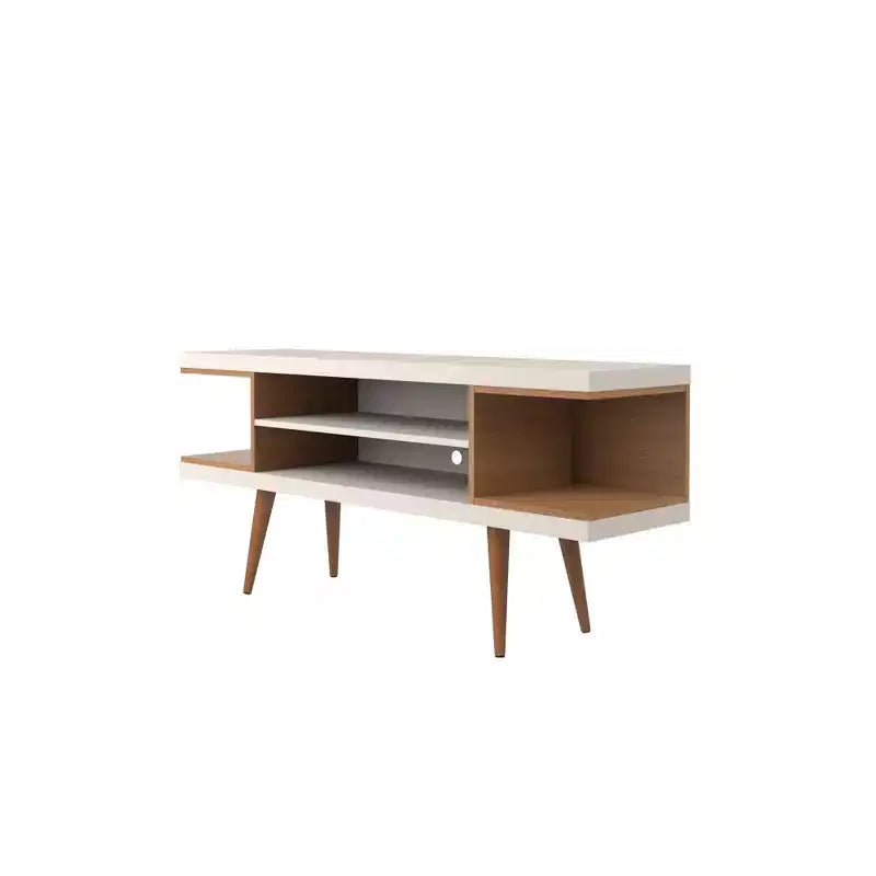 Mobile TV Utopia con gambe in legno allargato e 4 ripiani per TV fino a 50 - Manhattan Comfort
