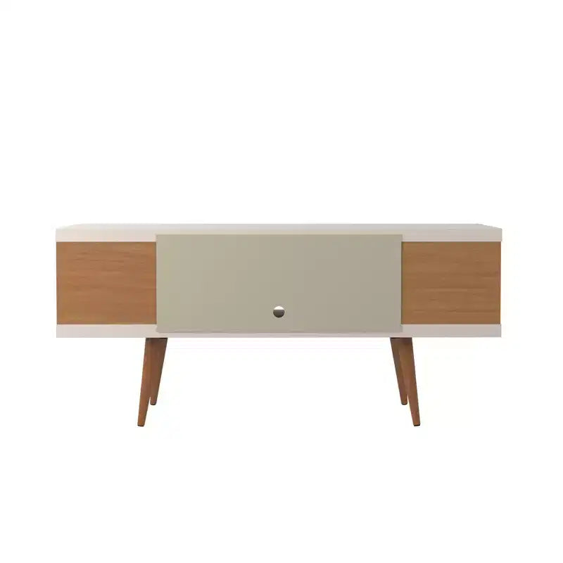 Mobile TV Utopia con gambe in legno allargato e 4 ripiani per TV fino a 50 - Manhattan Comfort