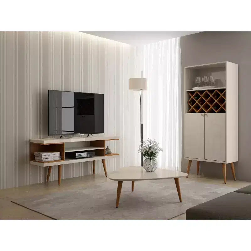 Mobile TV Utopia con gambe in legno allargato e 4 ripiani per TV fino a 50 - Manhattan Comfort
