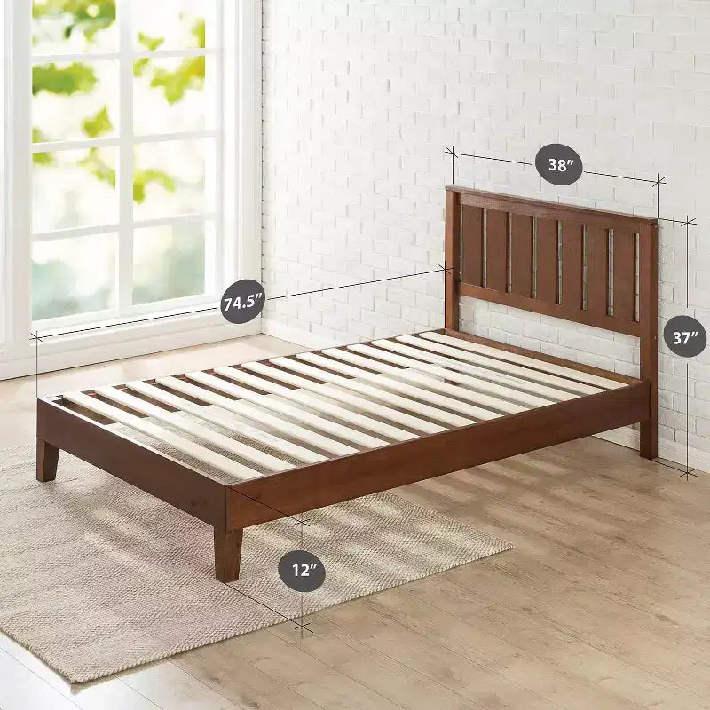 Letto con piattaforma in legno Vivek Deluxe con testiera - Zinus