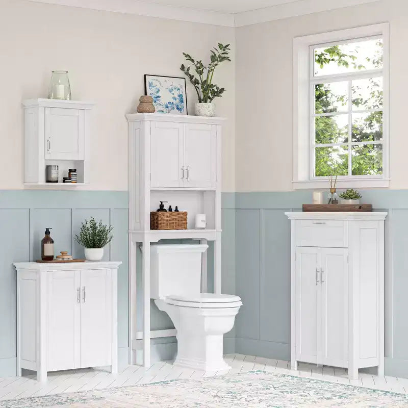RiverRidge Somerset Pensile salvaspazio da bagno da mettere sopra il WC, con mensola regolabile
