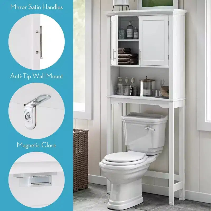 RiverRidge Somerset Pensile salvaspazio da bagno da mettere sopra il WC, con mensola regolabile