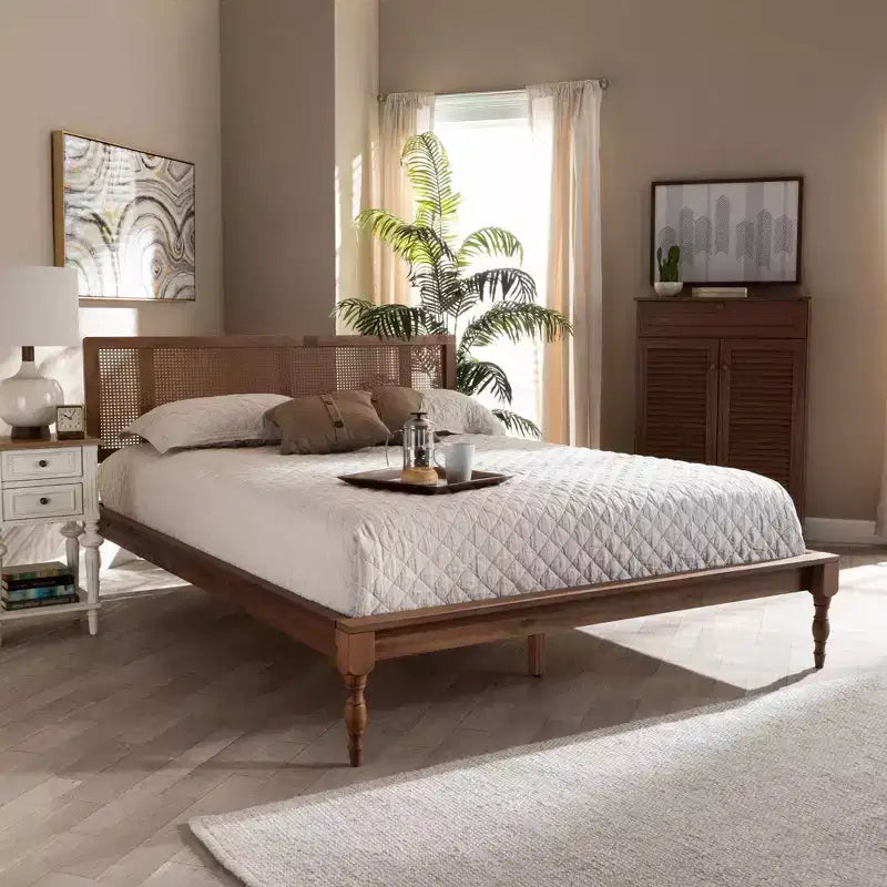 Letto a piattaforma Romy in legno di frassino noce - Baxton Studio