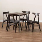 Set da pranzo 5 pezzi Britte in tessuto imbottito e legno - Baxton Studio