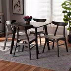 Set da pranzo 5 pezzi Britte in tessuto imbottito e legno - Baxton Studio