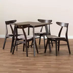 Set da pranzo 5 pezzi Britte in tessuto imbottito e legno - Baxton Studio