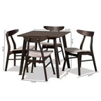 Set da pranzo 5 pezzi Britte in tessuto imbottito e legno - Baxton Studio