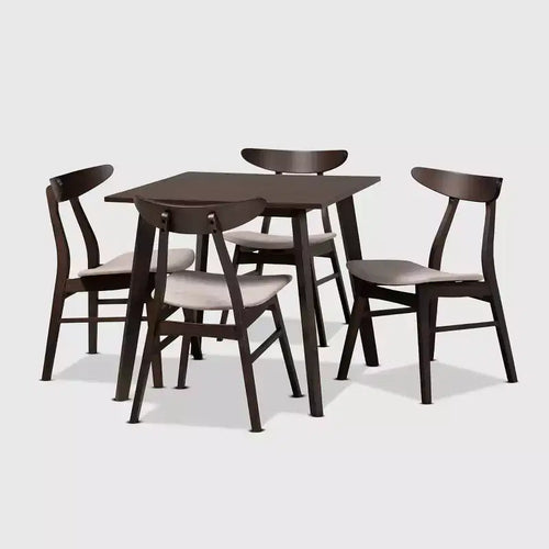 5pc Britte Fabric Upholstered Wood Dining Set - Baxton Studio