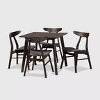 Set da pranzo 5 pezzi Britte in tessuto imbottito e legno - Baxton Studio