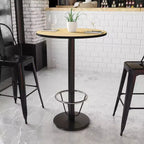Flash Furniture Piano d'appoggio rotondo laminato da 30'' con Base per tavolo rotonda altezza bar da 18'' e Anello poggiapiedi