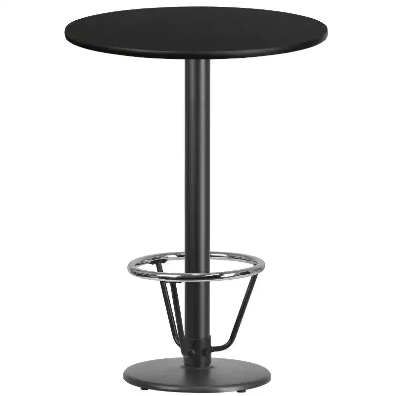 Flash Furniture Piano d'appoggio rotondo laminato da 30'' con Base per tavolo rotonda altezza bar da 18'' e Anello poggiapiedi
