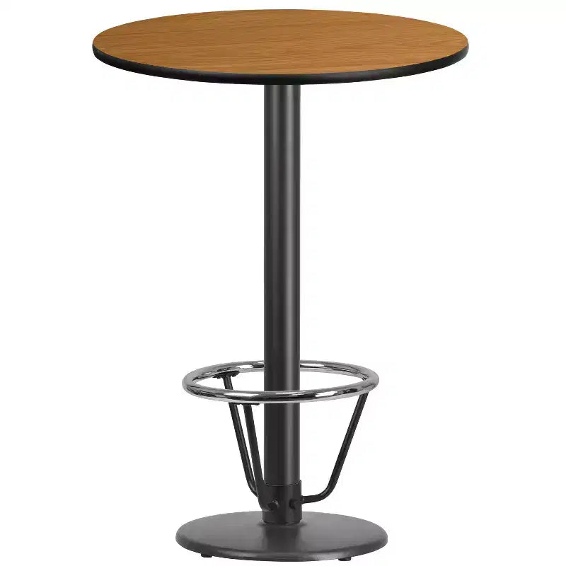 Flash Furniture Piano d'appoggio rotondo laminato da 30'' con Base per tavolo rotonda altezza bar da 18'' e Anello poggiapiedi