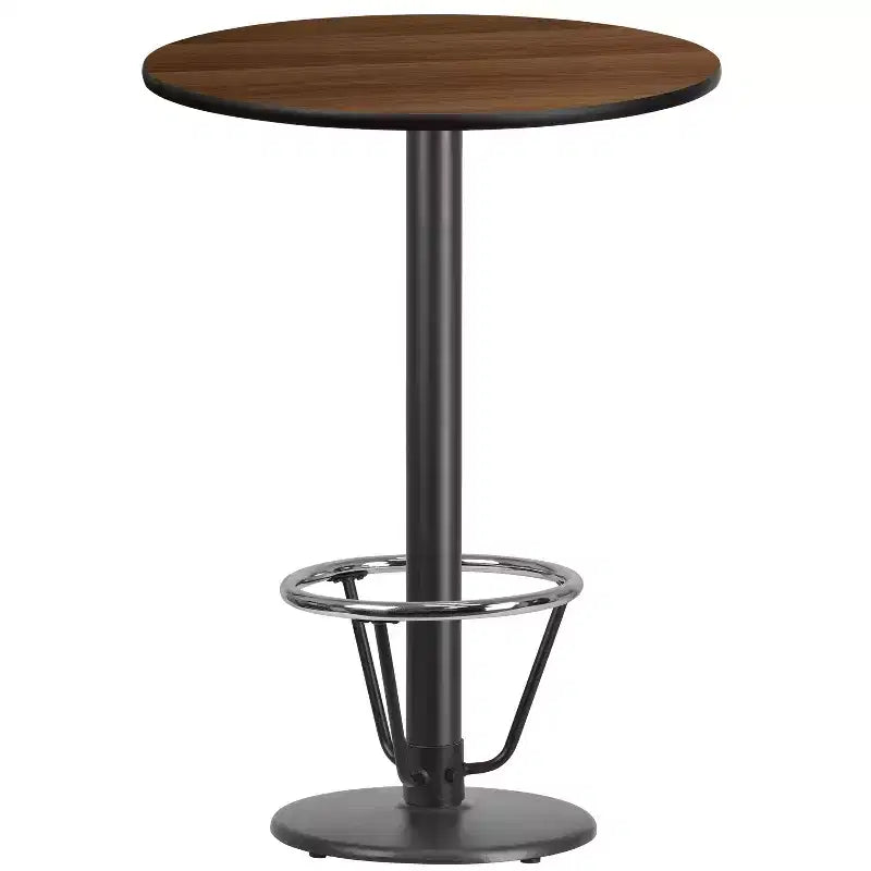 Flash Furniture Piano d'appoggio rotondo laminato da 30'' con Base per tavolo rotonda altezza bar da 18'' e Anello poggiapiedi