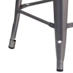 Sgabello da bancone per interni Flash Furniture Lincoln da 24 pollici con schienale basso, finitura argento anticato con rivestimento trasparente, seduta quadrata in metallo