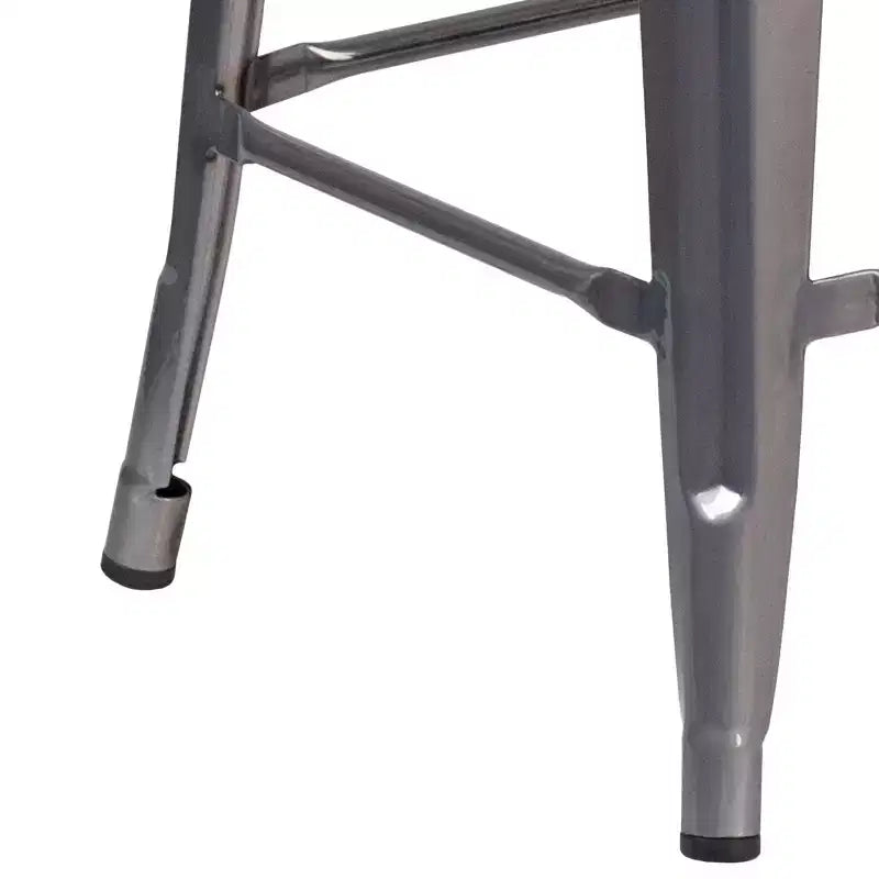 Sgabello da bancone per interni Flash Furniture Lincoln da 24 pollici con schienale basso, finitura argento anticato con rivestimento trasparente, seduta quadrata in metallo