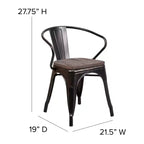 Sedia in metallo Flash Furniture con sedile e braccioli in legno
