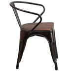 Sedia in metallo Flash Furniture con sedile e braccioli in legno