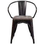 Sedia in metallo Flash Furniture con sedile e braccioli in legno