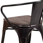 Sedia in metallo Flash Furniture con sedile e braccioli in legno