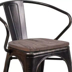 Sedia in metallo Flash Furniture con sedile e braccioli in legno