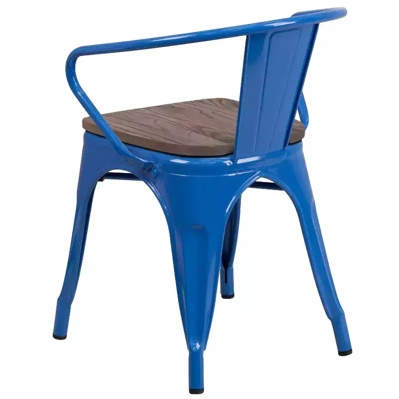 Sedia in metallo Flash Furniture con sedile e braccioli in legno