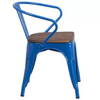 Sedia in metallo Flash Furniture con sedile e braccioli in legno