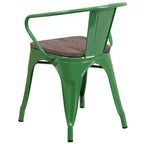 Sedia in metallo Flash Furniture con sedile e braccioli in legno