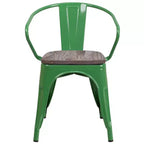 Sedia in metallo Flash Furniture con sedile e braccioli in legno