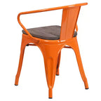 Sedia in metallo Flash Furniture con sedile e braccioli in legno