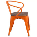 Sedia in metallo Flash Furniture con sedile e braccioli in legno