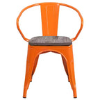 Sedia in metallo Flash Furniture con sedile e braccioli in legno