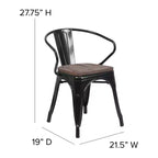 Sedia in metallo Flash Furniture con sedile e braccioli in legno