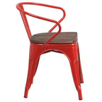 Sedia in metallo Flash Furniture con sedile e braccioli in legno