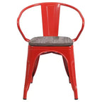 Sedia in metallo Flash Furniture con sedile e braccioli in legno
