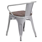 Sedia in metallo Flash Furniture con sedile e braccioli in legno