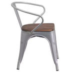 Sedia in metallo Flash Furniture con sedile e braccioli in legno